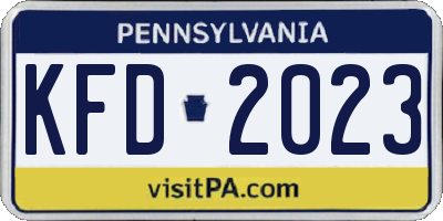 PA license plate KFD2023