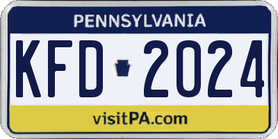 PA license plate KFD2024