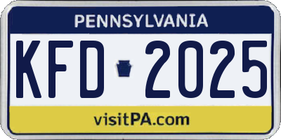 PA license plate KFD2025