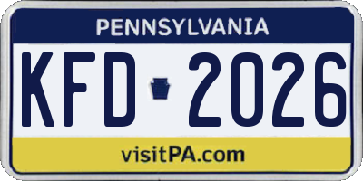 PA license plate KFD2026