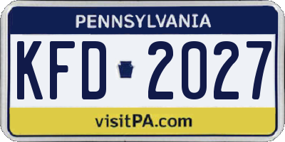 PA license plate KFD2027