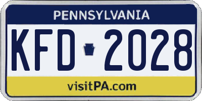 PA license plate KFD2028