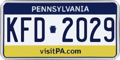PA license plate KFD2029