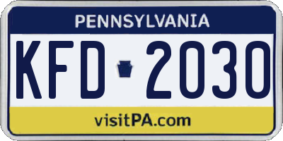 PA license plate KFD2030