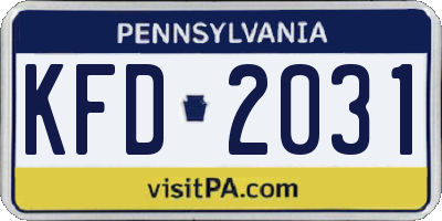 PA license plate KFD2031