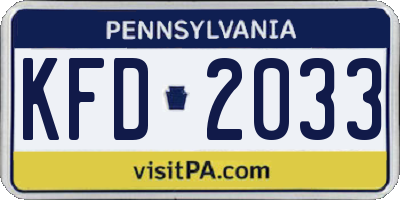 PA license plate KFD2033