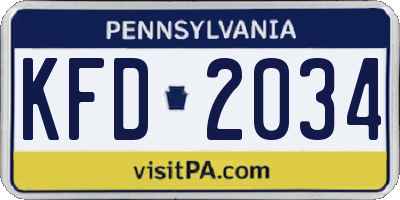 PA license plate KFD2034