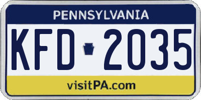 PA license plate KFD2035