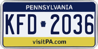 PA license plate KFD2036