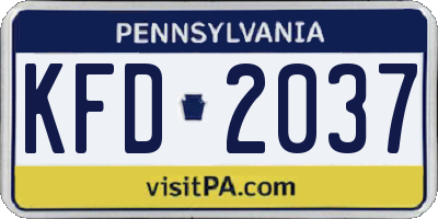 PA license plate KFD2037