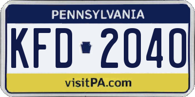 PA license plate KFD2040