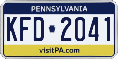 PA license plate KFD2041