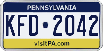 PA license plate KFD2042