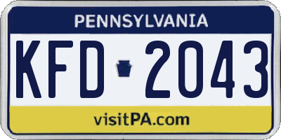 PA license plate KFD2043