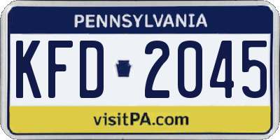 PA license plate KFD2045