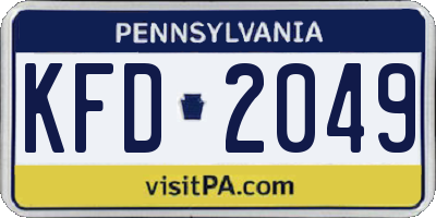 PA license plate KFD2049