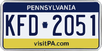 PA license plate KFD2051
