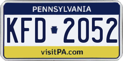 PA license plate KFD2052