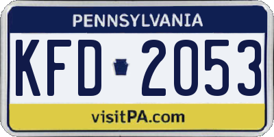 PA license plate KFD2053