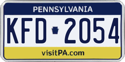 PA license plate KFD2054