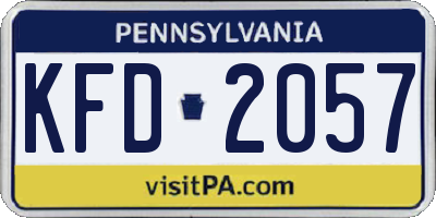 PA license plate KFD2057