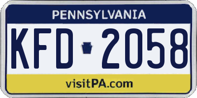 PA license plate KFD2058