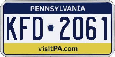 PA license plate KFD2061