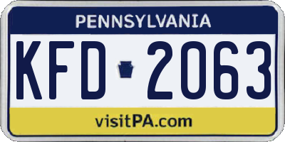 PA license plate KFD2063