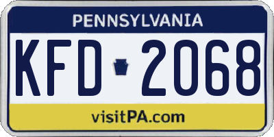 PA license plate KFD2068