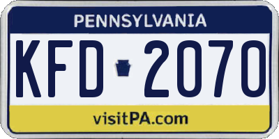 PA license plate KFD2070