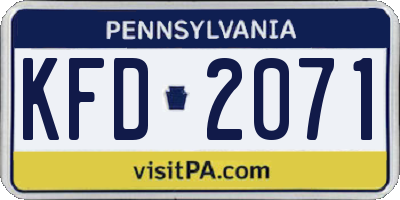 PA license plate KFD2071