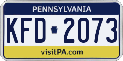 PA license plate KFD2073