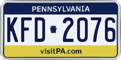 PA license plate KFD2076