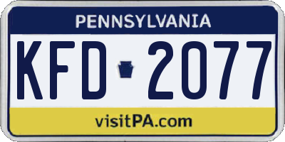 PA license plate KFD2077