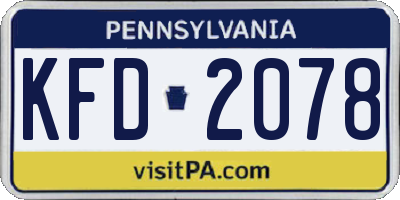 PA license plate KFD2078