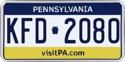PA license plate KFD2080