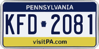 PA license plate KFD2081