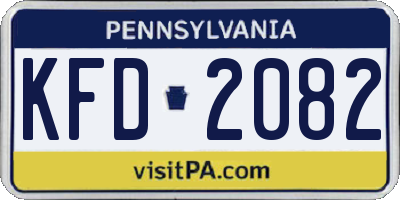 PA license plate KFD2082