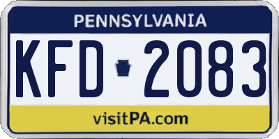 PA license plate KFD2083