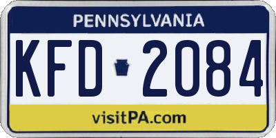 PA license plate KFD2084