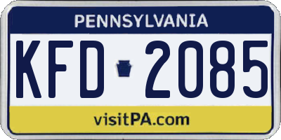 PA license plate KFD2085