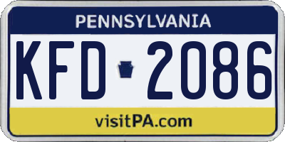 PA license plate KFD2086