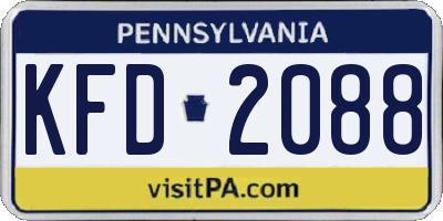 PA license plate KFD2088