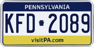 PA license plate KFD2089