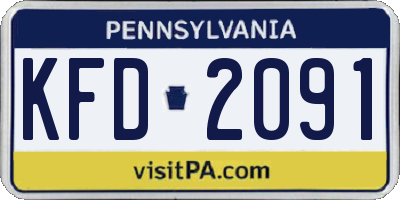 PA license plate KFD2091