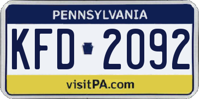 PA license plate KFD2092