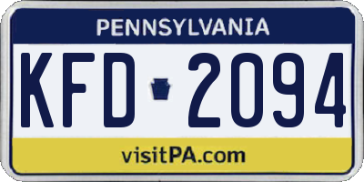 PA license plate KFD2094