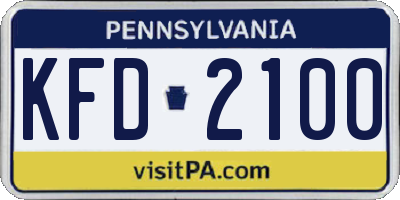 PA license plate KFD2100