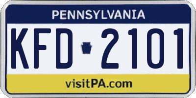 PA license plate KFD2101