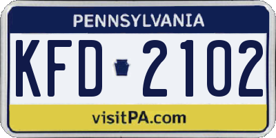 PA license plate KFD2102